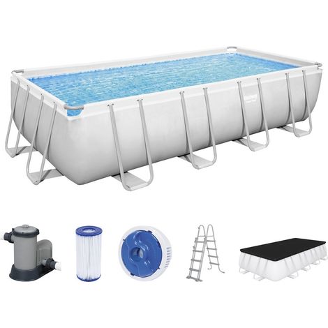 TRADE SHOP - Piscina Fuori Terra Power Steel Con Struttura Pompa Filtro 549x274x122cm Rettangolare 56465 -