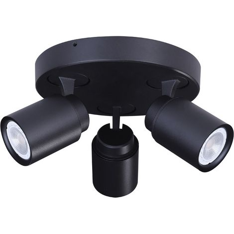 Plafón de techo “Hum” de tres focos (3xGU10) (35W máximo 220/230V) IP20 fabricado en aluminio color negro (1/3)