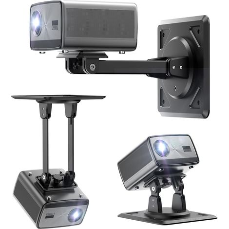 Support vidéoprojecteur 3-en-1, adapté pour Plafond, Mur et Table, Support Mural pivotant à 360°, réglable à Plusieurs Angles, Compatible avec Filetage 1/4 de Pouce (1/5)