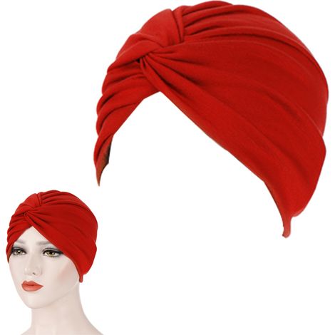 Turban Cheveux - Polyester Doux et Élastique - Pour Femme - Design Pré-noué avec Nœud Torsadé - 1 Pièce (1/5)