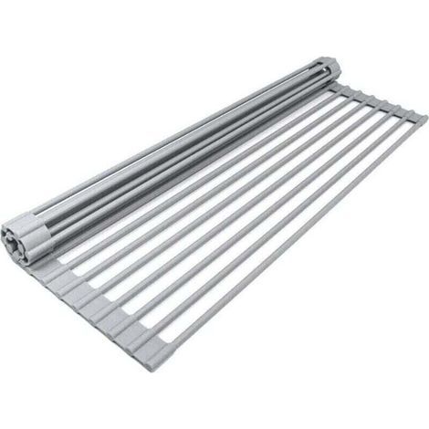 Panier égouttoir d'évier,Égouttoir pour évier de C, XU,uisine Support Enroulable Étagère, XU,Lave-Vaisselle résistant à Chaleur Facile Ranger 19 Tubes (33 45 1 (Gris) KZQ - KZQ (1/4)