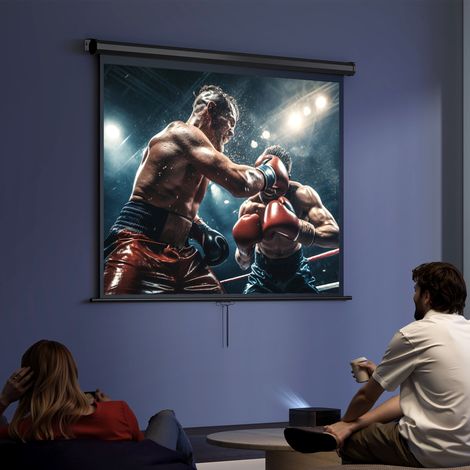Écran de projection de 84 pouces, écran vidéoprojecteur, 4:3 4K HD, fixation mur ou plafond, 181l x 8P x 138H cm, noir