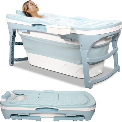 Vasca da bagno pieghevole per il bagno, vasca da bagno portatile per adulti, vasca pieghevole con copertura per la doccia, lunghezza 118 cm. (1/5)