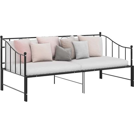 vidaXL Telaio Divano Letto Estraibile Nero in Metallo 90x200 cm (1/5)