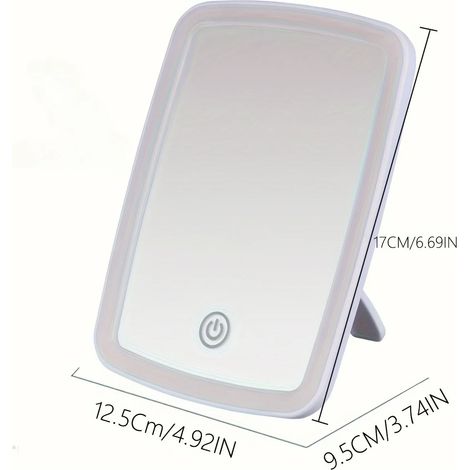 LED-Schminkspiegel mit Berührungssensor und 3 einstellbaren Lichtfarben, USB-aufladbar, faltbarer Tischkosmetikspiegel (1/4)