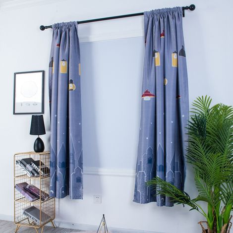 Rideaux décoratifs en polyester imprimé à motifs pour salon et chambre, gris (1/5)