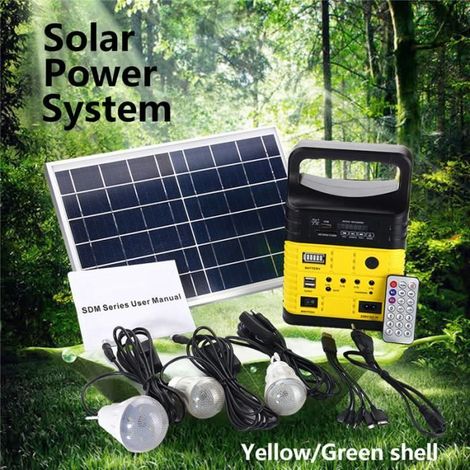 Kit Système Solaire 10W 6V avec 3 Ampoules LED et Chargeur EU pour Camping (1/4)