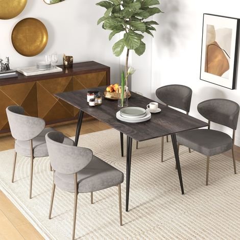 REDOM Ausziehbarer Esstisch für 6–8 Personen, 120–160 cm, Holzoptik Grau, Stahlbeine (1/5)