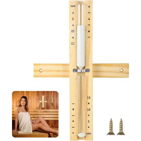 Sablier de sauna en bois de 15 minutes avec accessoires de sauna, montage mural, rotatif et résistant à la chaleur, pour sauna et spa, famille, hôtel (1/5)