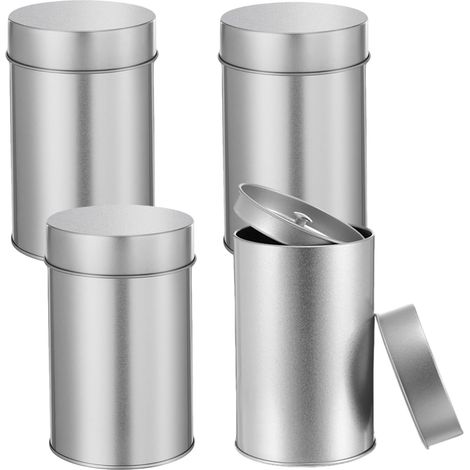 Lot de 4 Boîte à thé, Métal, Couvercle double hermétique, Rangement cuisine, Thé café épices (1/5)