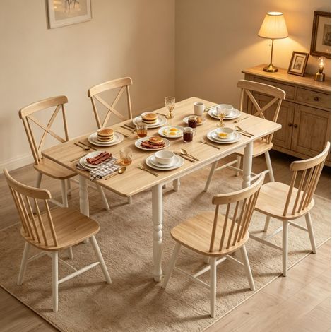 Table à manger pliante extensible 2 à 6 personnes 74-134 cm MDF et acier OKWISH (1/5)
