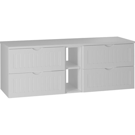 Mueble bajo lavabo 140cm compartimiento encimera Soline Blanco (1/5)