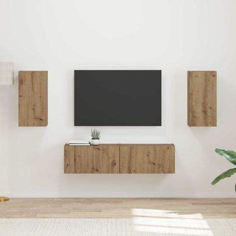 vidaXL Ensemble meuble TV 4 pcs Chêne artisanal Bois d'ingénierie