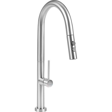Kitchen Faucet Silver Stainless Steel Swing and Pull Out Mixer Spring Coil Faucet Flexible Spring Hose JUJUY (1/5)