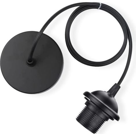 2 Pièces E27 Porte Lampe Suspension,Câble Suspension Luminaire,Pendentif Suspendue Accessoires en Métal,Câble Réglable 100CM pour Café Magasin Chambre Bar(Noir) (1/5)