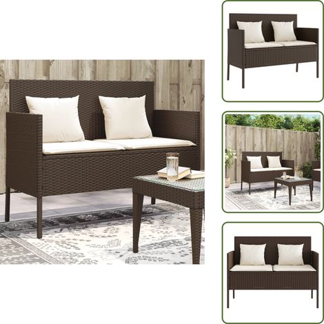 Banc de jardin avec coussins marron résine tressée - Banc De Jardin - Meuble De Jardin - Résine Tressée - Rotin Synthétique - Rangement Extérieur