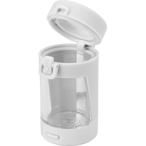 Boîte de Rangement Transparente Étanche avec LED et Loupe, Pot Portatif pour Cigarettes avec Cuillère, Blanc (1/5)
