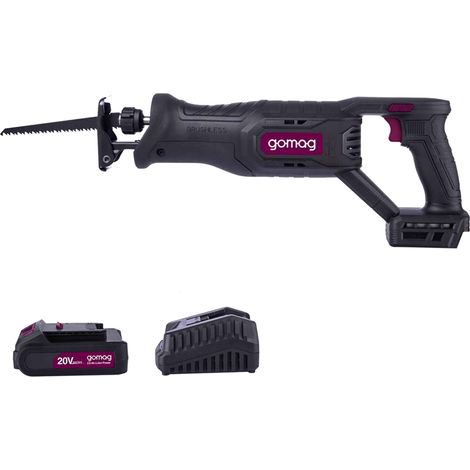 Gomag Akku Säbelsäge GO-SBL250BL 20V Hub 28mm 2Sägeblätter 2,0 Ah Starterkit (1/4)