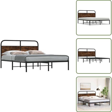 Cadre de lit sans matelas 150x200 cm chêne fumé bois ingénierie - Cadre De Lit - Cadres De Lit - Meuble De Chambre À Coucher - Lit (1/5)