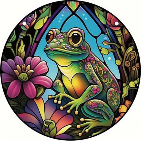 Suncatcher Grenouille - Vitraux Colorés Pour Fenêtre - Décor Automnal Pour Cuisine Salon Bureau - 1 Pièce (1/5)