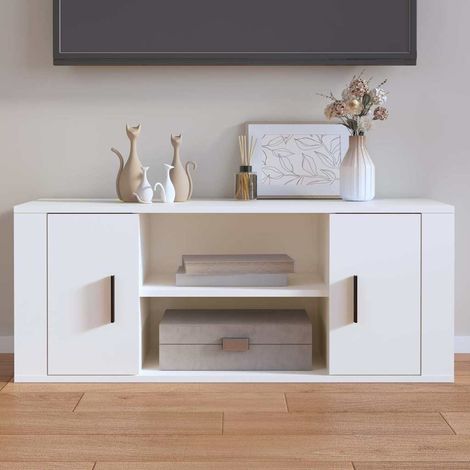 vidaXL TV Cabinet White 100x35x40 cm Engineered Wood (1/5)