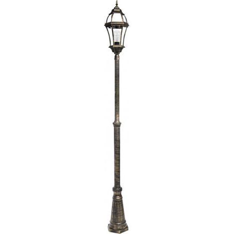 becrux aluminium straßenlampe 1xe27 schwarz/gold ip44 234x25x25 cm höhenverstellbar