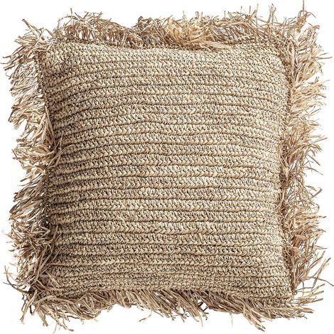 Coussin bohème en fibre naturelle beige - beige naturel (1/2)