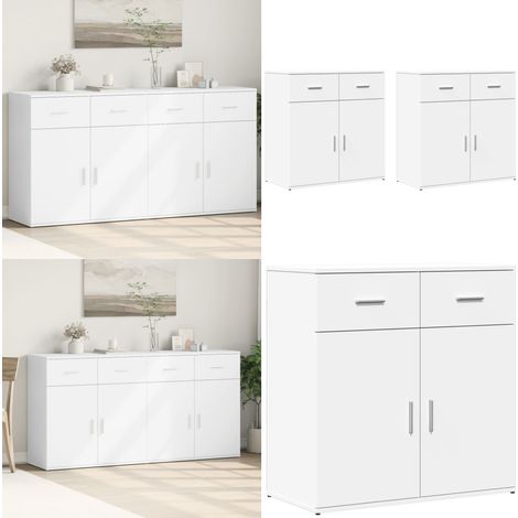 Sideboards 2 Stk. Weiß 79x38x80 cm Holzwerkstoff - Schreibtisch - Wohnzimmermöbel - Regal - Sideboard - Holzmöbel - Home & Living (1/5)
