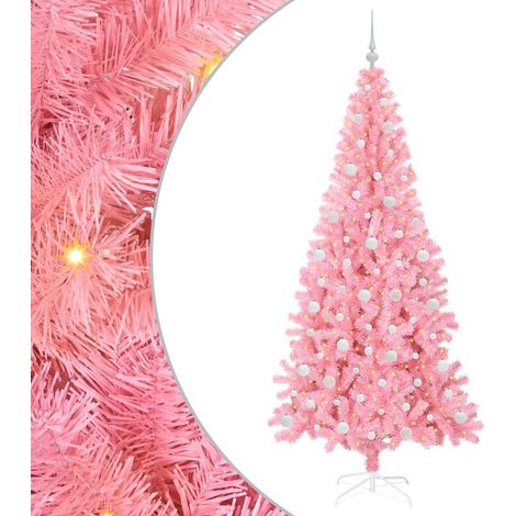 Sapin de Noël Arbre de Noël avec 300 LED avec support Rose 210 cm PVC (1/5)