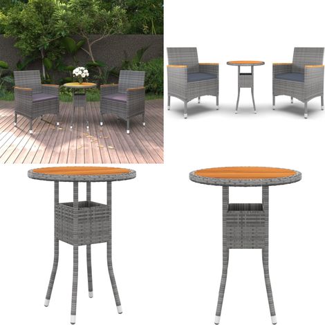 Juego de comedor de jardín 3 piezas ratán sintético gris - Mesa de jardín - Sillas de jardín