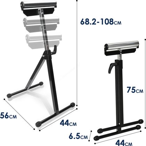 Randaco Rollenböcke x2, verstellbar 68,2-108 cm, Auflagerolle 29,5 cm, klappbare A3-Stahlständer, 60 kg/Stück (1/4)