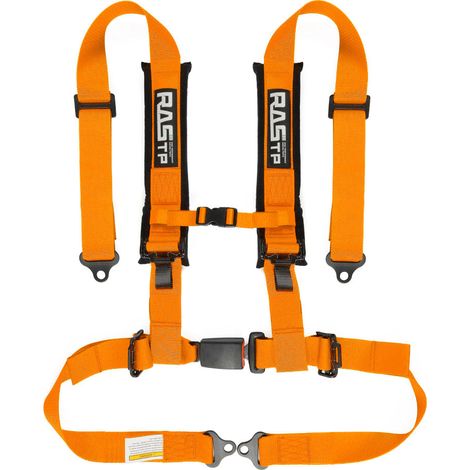 Car modification 2-inch four-point go-kart racing seat belt quick-release seat safety belt set - high strength polyester, four-point - orange (1/4)