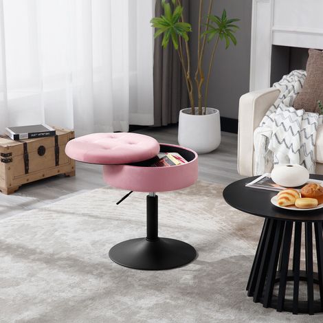 WOLTU 1x Barhocker Esszimmerstühle Schminkhocker mit Stauraum Höhenverstellbar 49-64cm, 360° Drehbar, SPA Arbeitshocker, für Bar Schminktisch Kücheninsel Tresen, Rosa