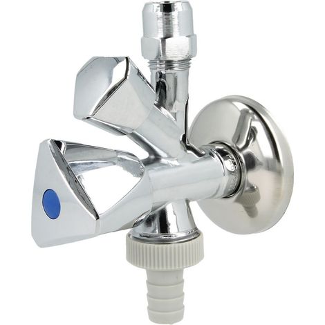 Robinet équerre combiné 1/2’’ poli avec raccord pour flexible