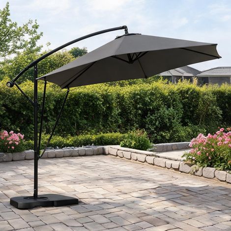 Parasol déporté pliable en métal et polyester gris (1/5)
