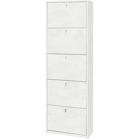 Armadio scarpiera slim bianco ossido con 5 ripiani a (1/5)