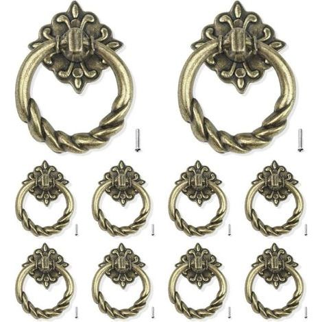 Lot de 10 poignées de porte, de tiroir, en bronze, pour armoires de cuisine, buffet, tiroir (1/5)
