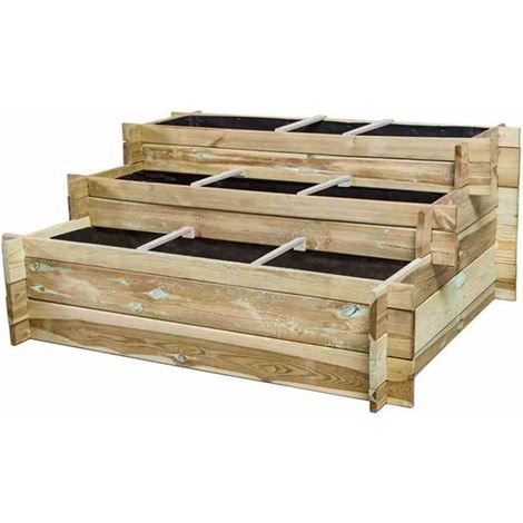 Hochbeet-Treppe Hugo, 120 x 100 x 54 cm kesseldruckimprägniert, inkl. Geotextil (1/2)