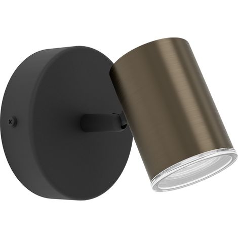 Spot Moderno Consuma 1 Acciaio Nero Marrone 1 Luce Gu10 Ip44
