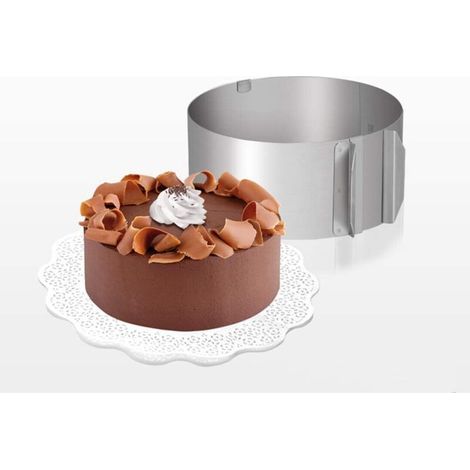 Lot de 1 anneaux à gateau réglables en acier inoxydable avec graduation - anneau de cuisson réglable de - avec l'anneau à gateau variable petits et grands gateaux- (1/5)