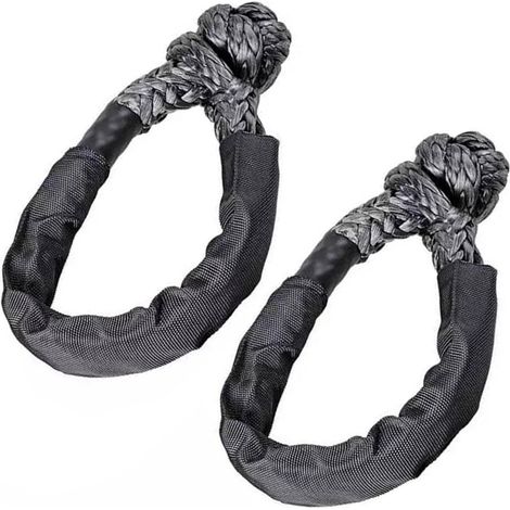 Lot de 2 manilles textiles, charge de rupture 17 t – Corde de remorquage pour dépannage, gris, 12 mm x 55 cm (1/5)