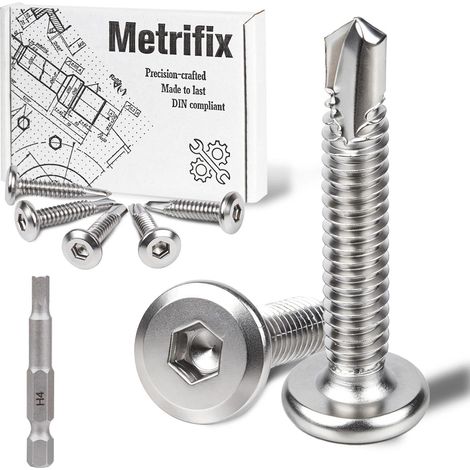 25 Pièces Vis Autoforeuse 5,5x50 mm Métal Inox 410 Hexagonale (1/5)