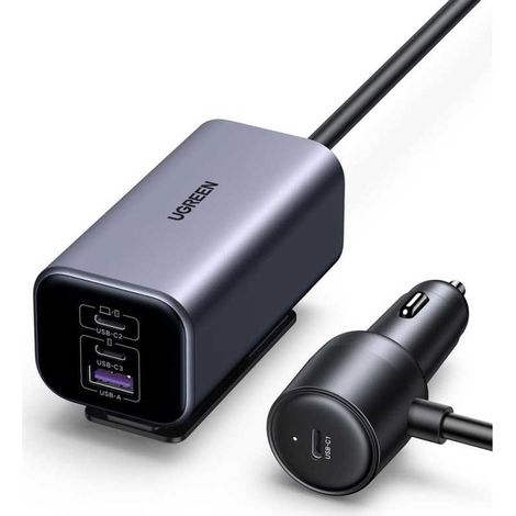Caricatore per auto UGREEN GaN 150 W 4 porte 12–24 V nero 2x USB-C PD USB-A QC