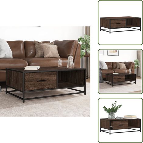 vidaXL Table basse chêne marron 90x57x35 cm bois d'ingénierie et métal (1/5)