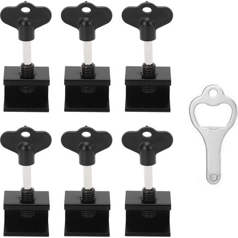 Lot de 6 verrous de sécurité pour fenêtres coulissantes, en alliage d'aluminium, stables pour portes coulissantes verticales et horizontales, avec amortisseur et clé. (1/5)