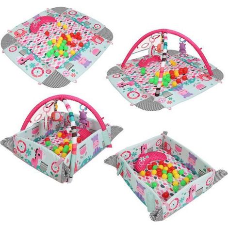 Tapis rampant multifonctionnel 5 en 1 - Rose - Boule océanique 30 - Pour bébé de 3 mois et plus (1/4)