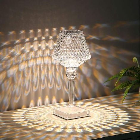 Lampe de Chevet Chambre Tactile, 3 Couleurs Lampe Chevet Tactile Cristal, Lampe de Chevet Led Rechargeable, Lampes de Table (1/5)