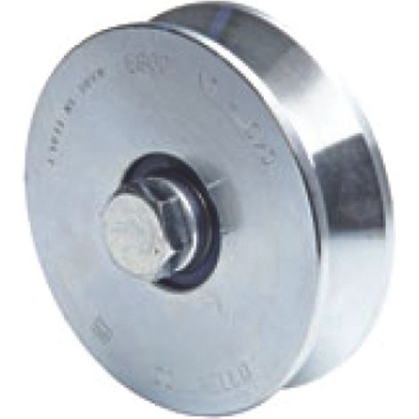 RUOTA CANCELLO A FISSARE GOLA V 305 COMUNELLO - ZINCATA + DOPPIO CUSCINETTO MM 120 - 2 Pezzi (1/3)