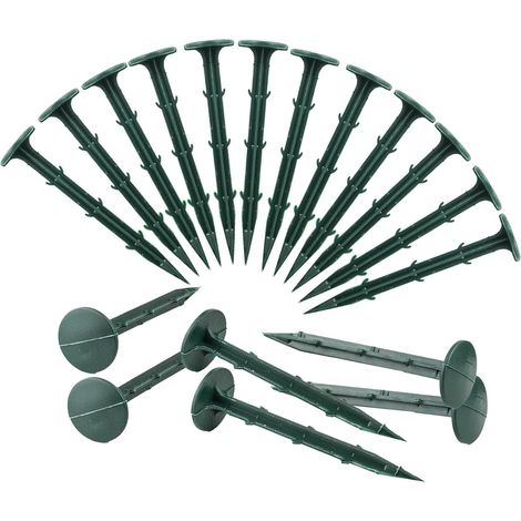 100 Morceaux de Tissu de Mauvaises Herbes Clous de Jardin Fixes, 11cm de Long en Plastique Jardin Clou Fixe Paysage Piton de Gazon, Vert
