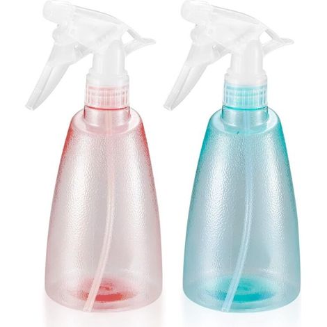 Set di 2 flaconi spray da 500 ml - Plastica - Flacone spray nebulizzatore - Per la pulizia della casa, del giardino, per parrucchieri, piante e fiori - Rosa/verde (1/4)